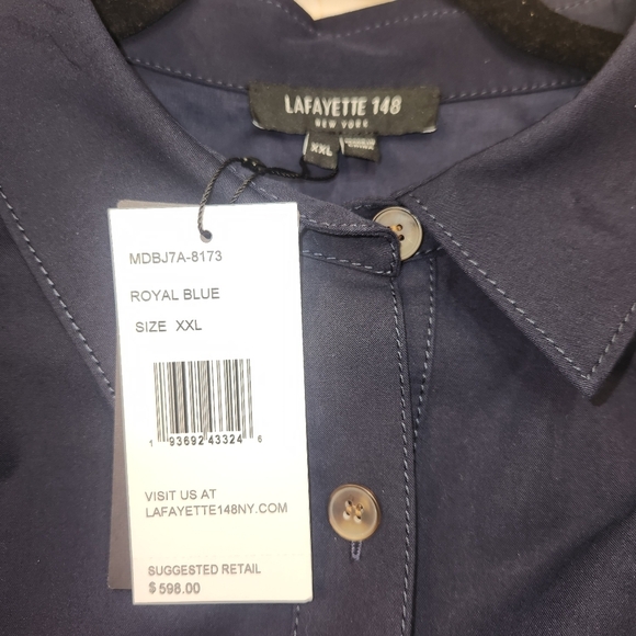 Lafayette 148 New York Navy Button Front Dress Size XXL NWT - Picture 4 of 7